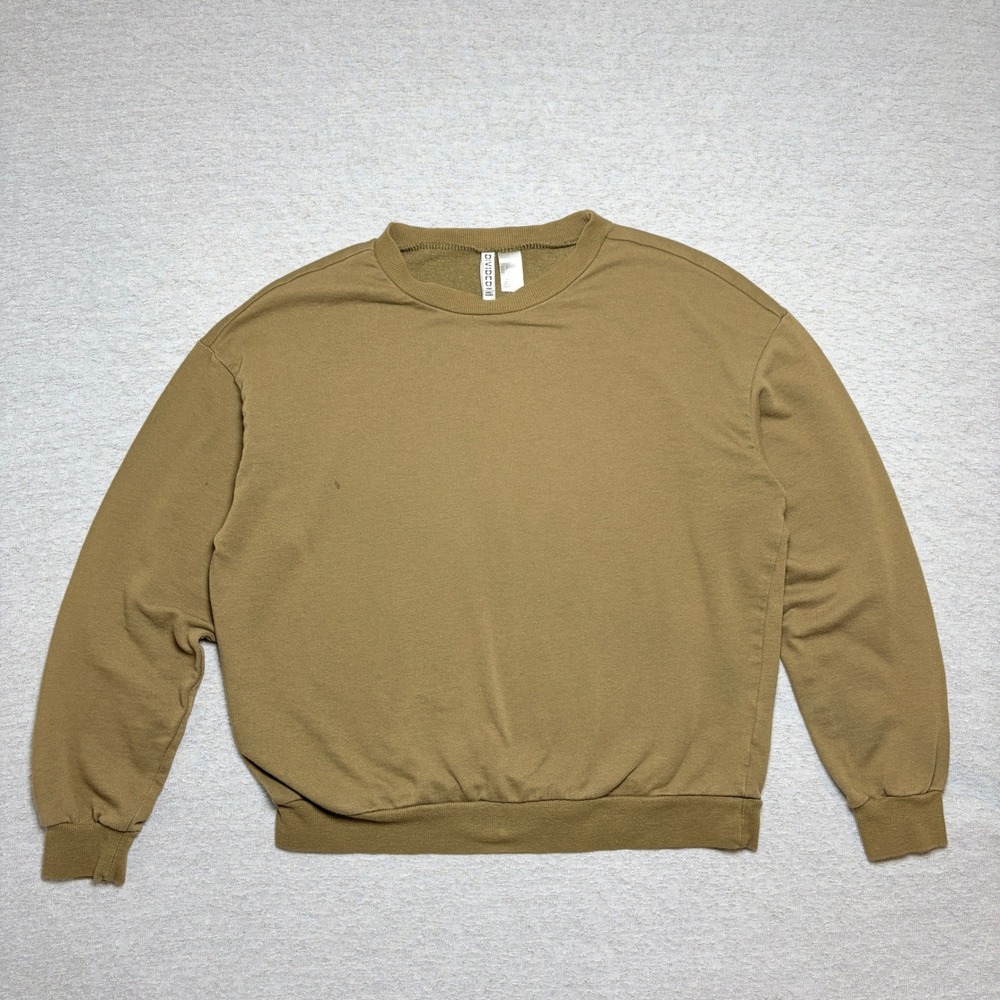 H&M Divided Mens Sweatshirt Large Olive Green Relaxed Fit Crew Neck Basic Fleece